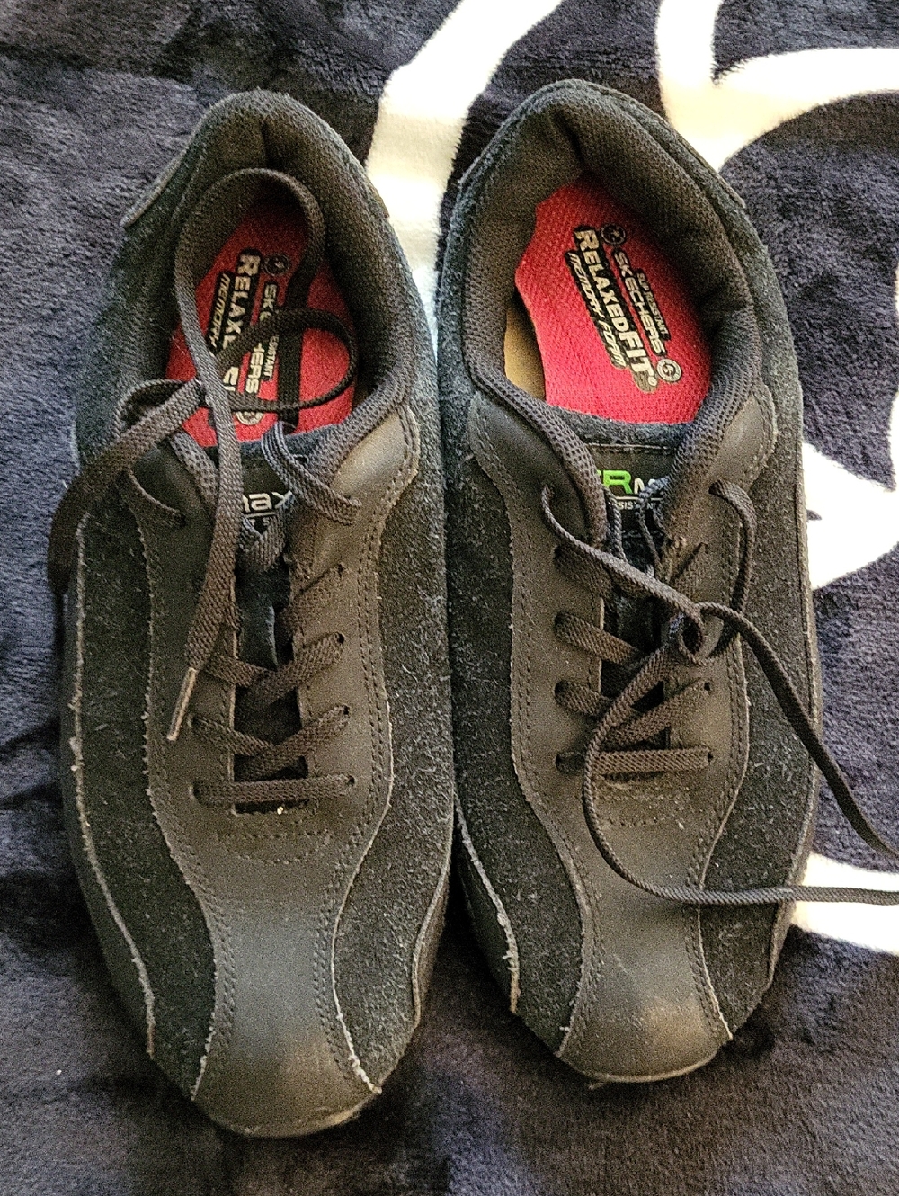 Sketches slip Proof  Black Casual Lace-Up Suede Sneakers Ws 8